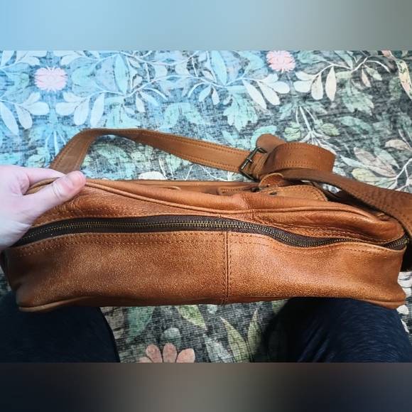 Vintage Paul Marius Leather Messenger Bag Tan Crossbody Pockets Buckle Academia - Picture 5 of 13